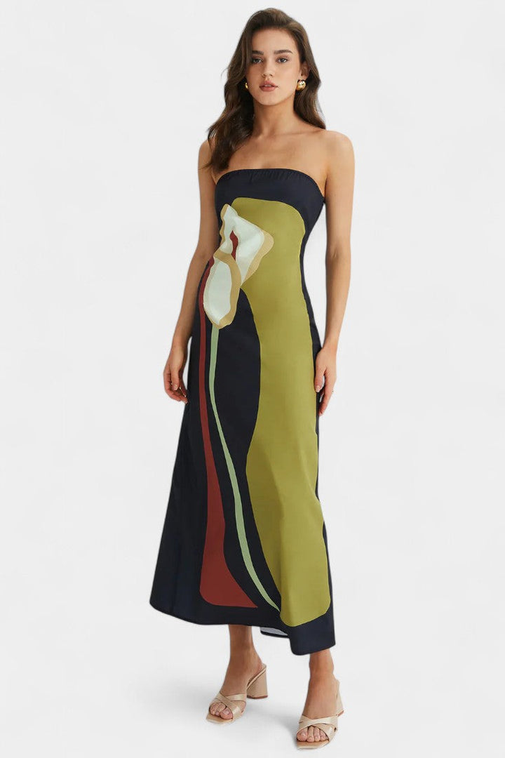 Robe Laura Sans Bretelles avec Imprimé Floral