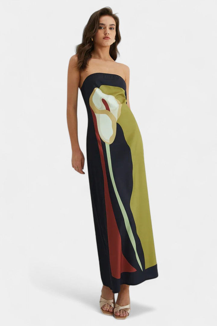 Robe Laura Sans Bretelles avec Imprimé Floral