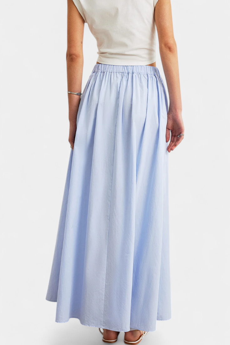 Jupe Yora A-Line en Coton avec Taille Élastique et Poches