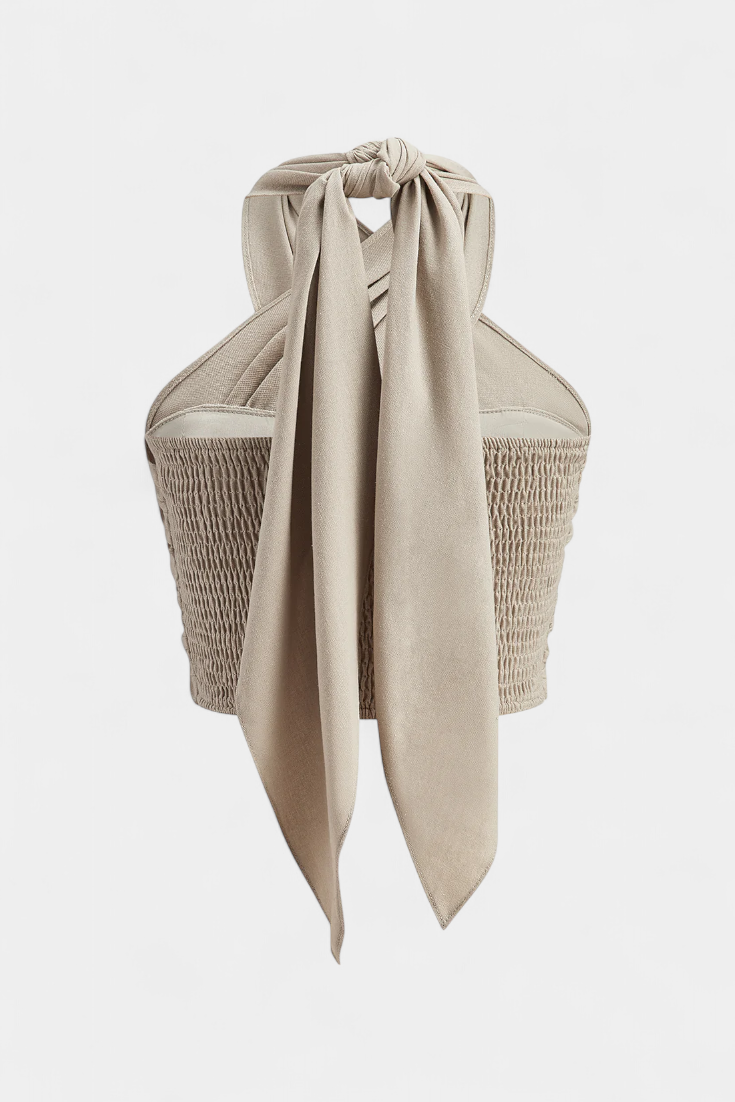 Haut Lena Croisé Sans Dos avec Nœud et Style Halter