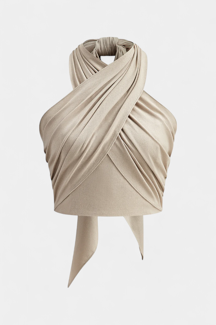 Haut Lena Croisé Sans Dos avec Nœud et Style Halter