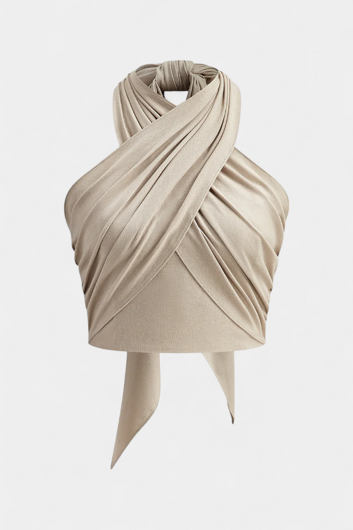 Haut Lena Croisé Sans Dos avec Nœud et Style Halter
