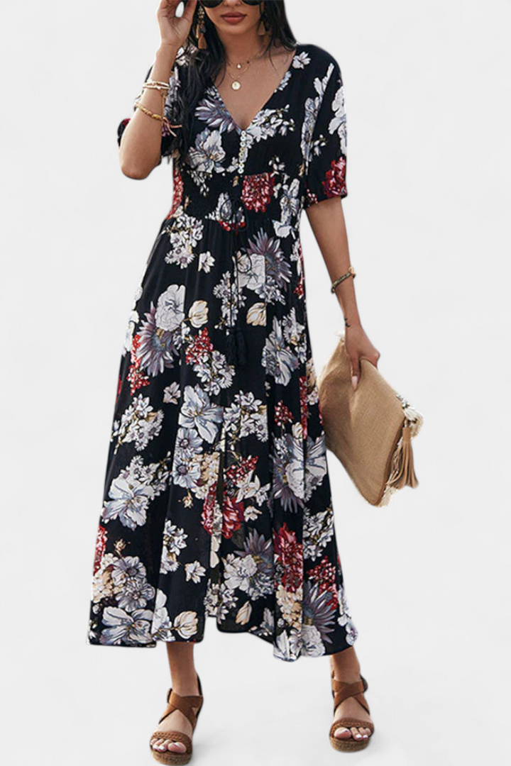Robe d'Été Benoja avec Imprimé Floral et Silhouette Définie