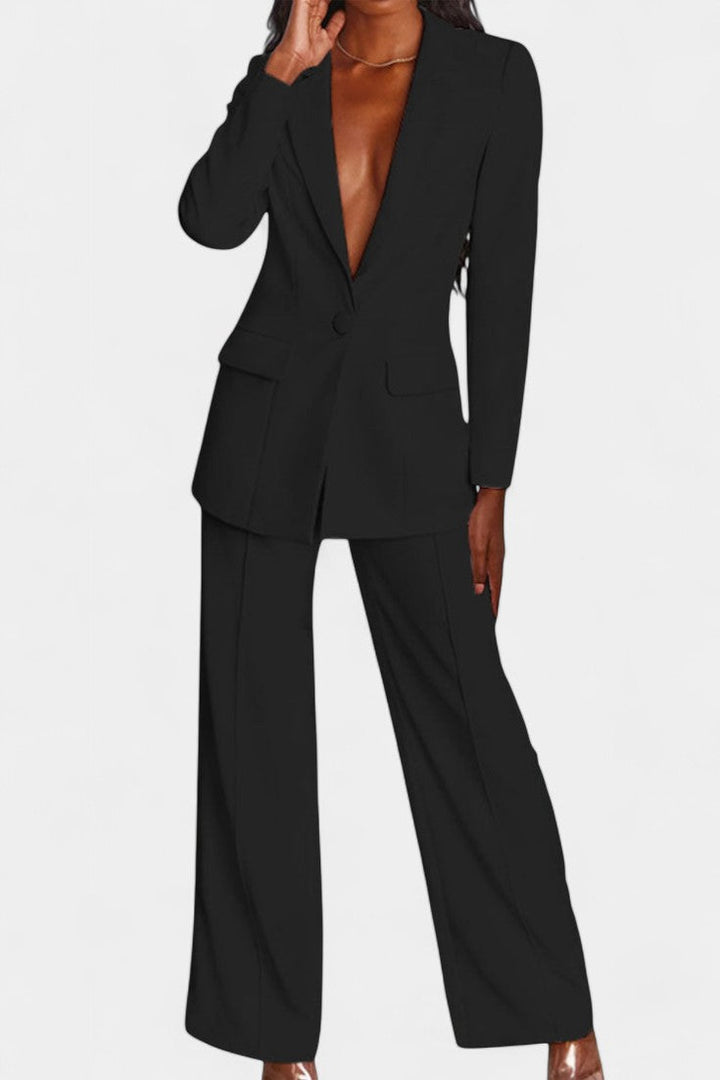 Marnie Ensemble Blazer Sur Mesure et Pantalons à Jambe Large