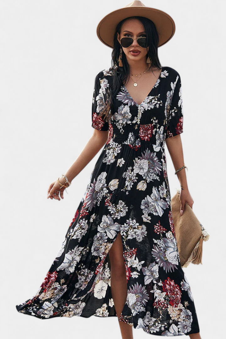 Robe d'Été Benoja avec Imprimé Floral et Silhouette Définie