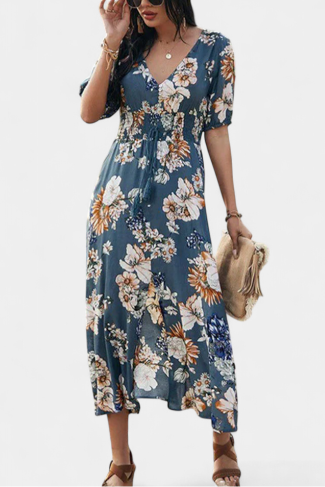 Robe d'Été Benoja avec Imprimé Floral et Silhouette Définie