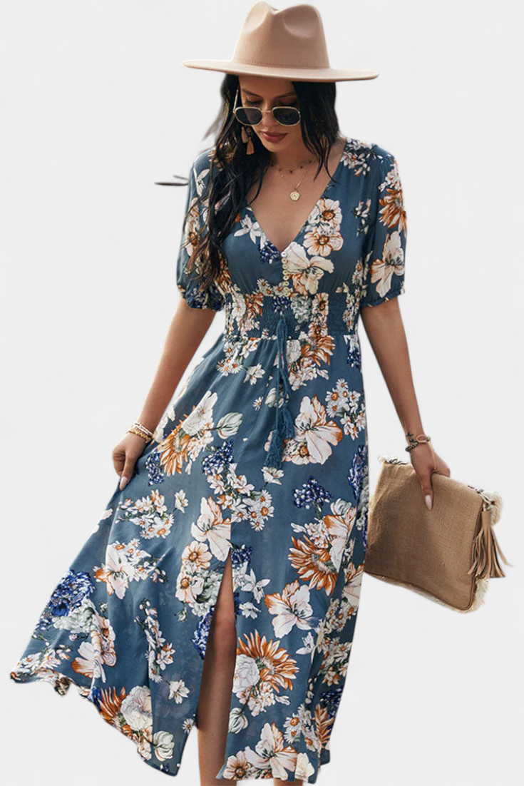 Robe d'Été Benoja avec Imprimé Floral et Silhouette Définie