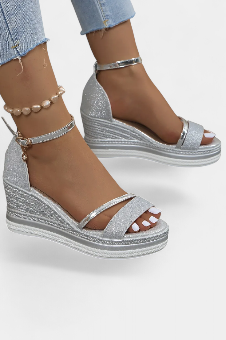 Sandales Orthopédiques Corinne avec Semelle Wedge et Fini Brillant