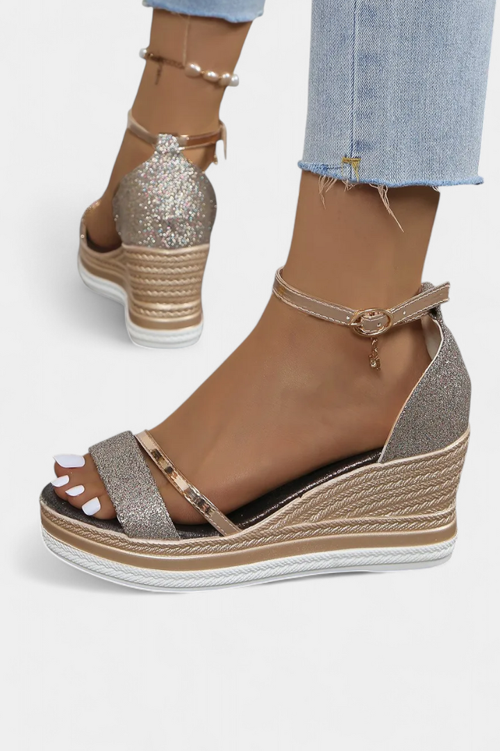 Sandales Orthopédiques Corinne avec Semelle Wedge et Fini Brillant