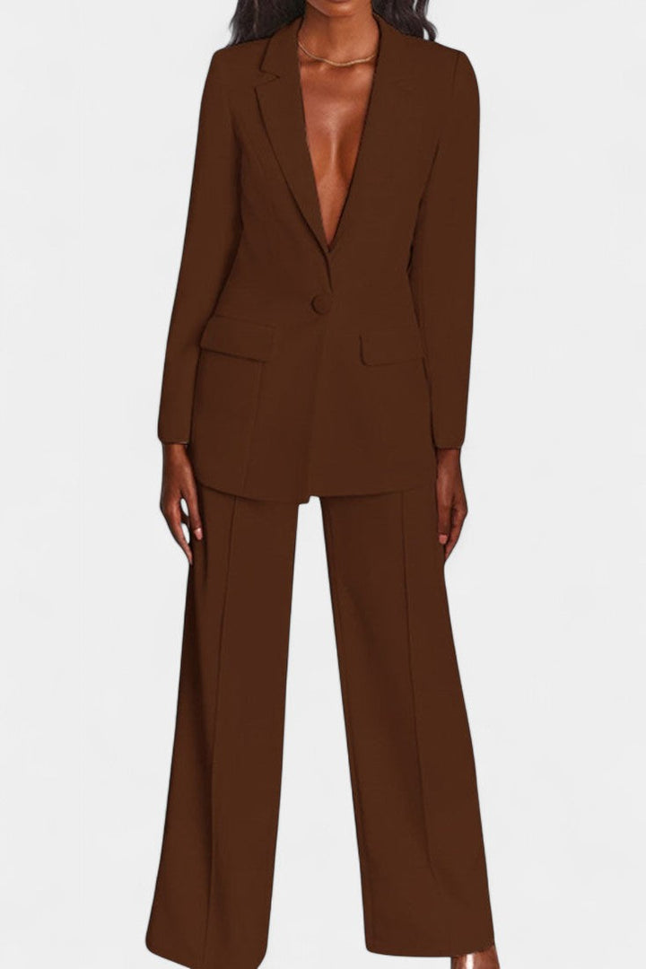 Marnie Ensemble Blazer Sur Mesure et Pantalons à Jambe Large