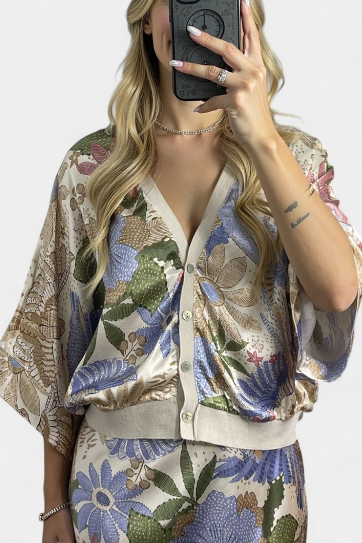 Shae Ensemble Doux de Blouse et Jupe Queue de Poisson Florale