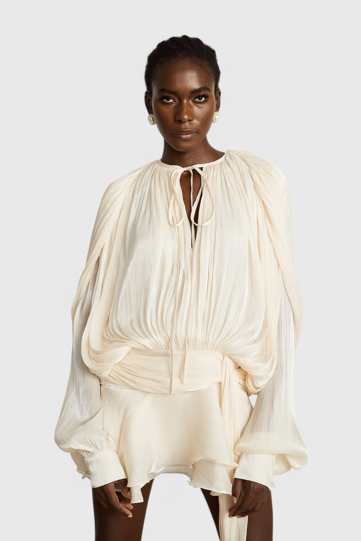 Aurore Robe Mini avec Volants et Plis Complets