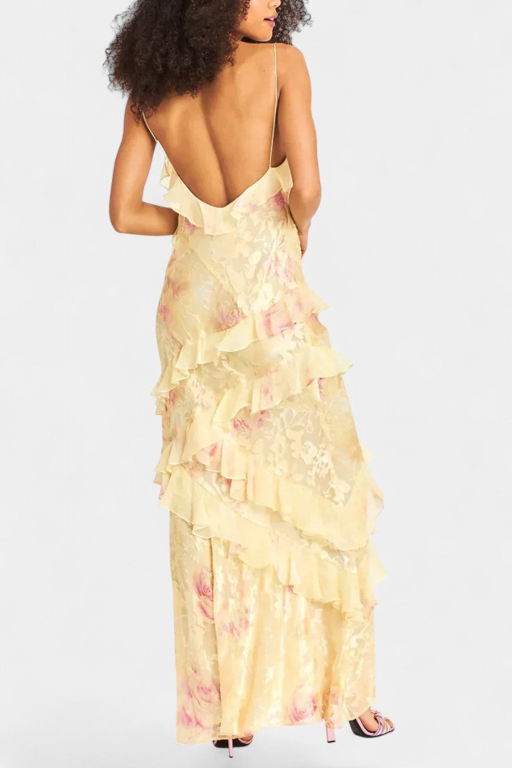 Robe Maxi Fawn avec Volants Floraux