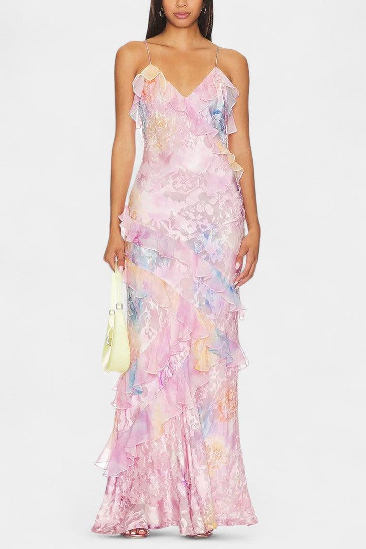 Robe Maxi Fawn avec Volants Floraux