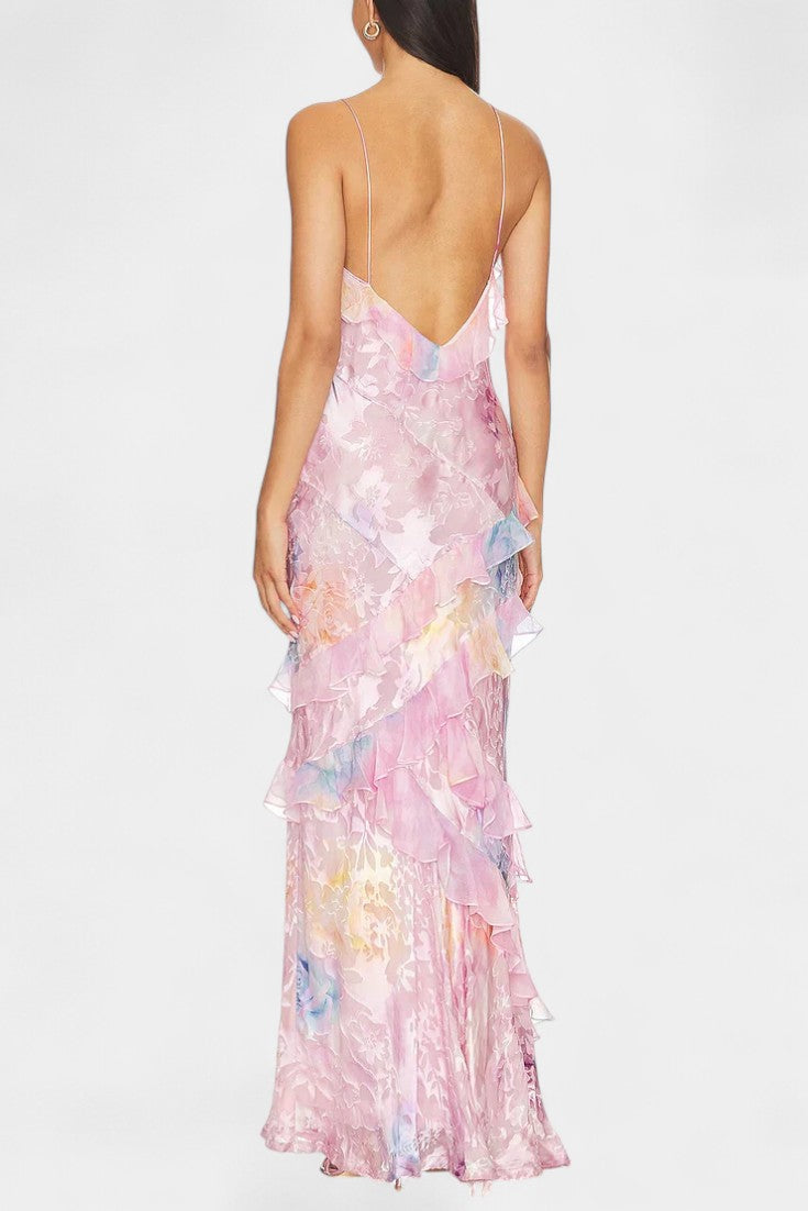 Robe Maxi Fawn avec Volants Floraux
