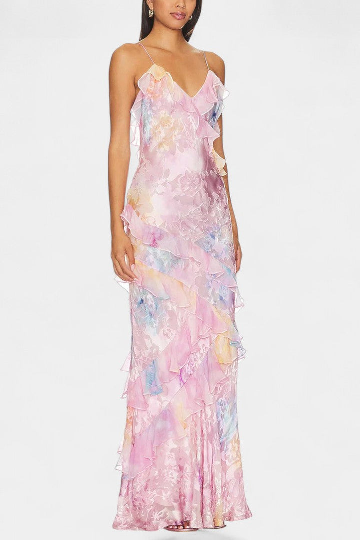 Robe Maxi Fawn avec Volants Floraux