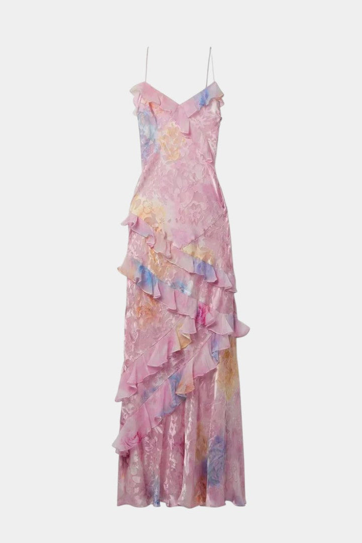 Robe Maxi Fawn avec Volants Floraux