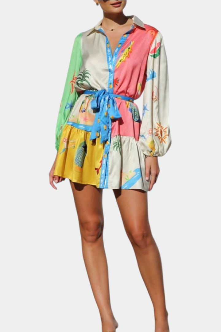 Robe Mini Imprimée Multi-Couleurs Fallon