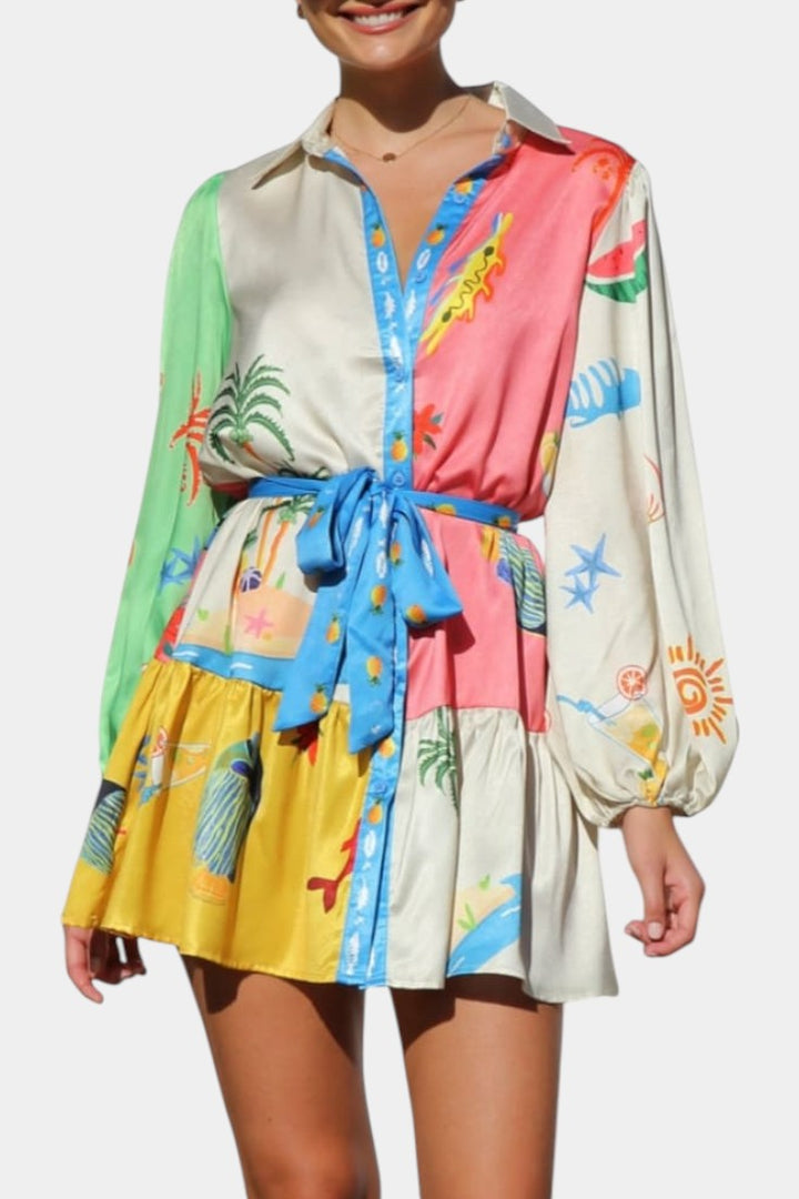 Robe Mini Imprimée Multi-Couleurs Fallon