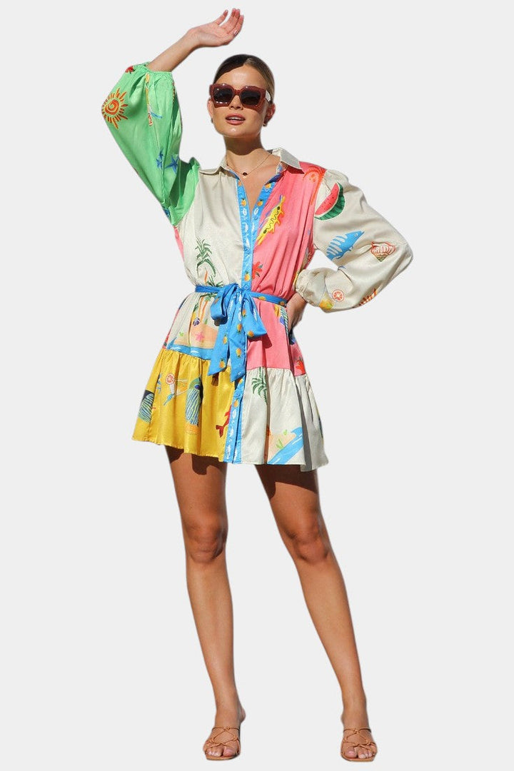 Robe Mini Imprimée Multi-Couleurs Fallon