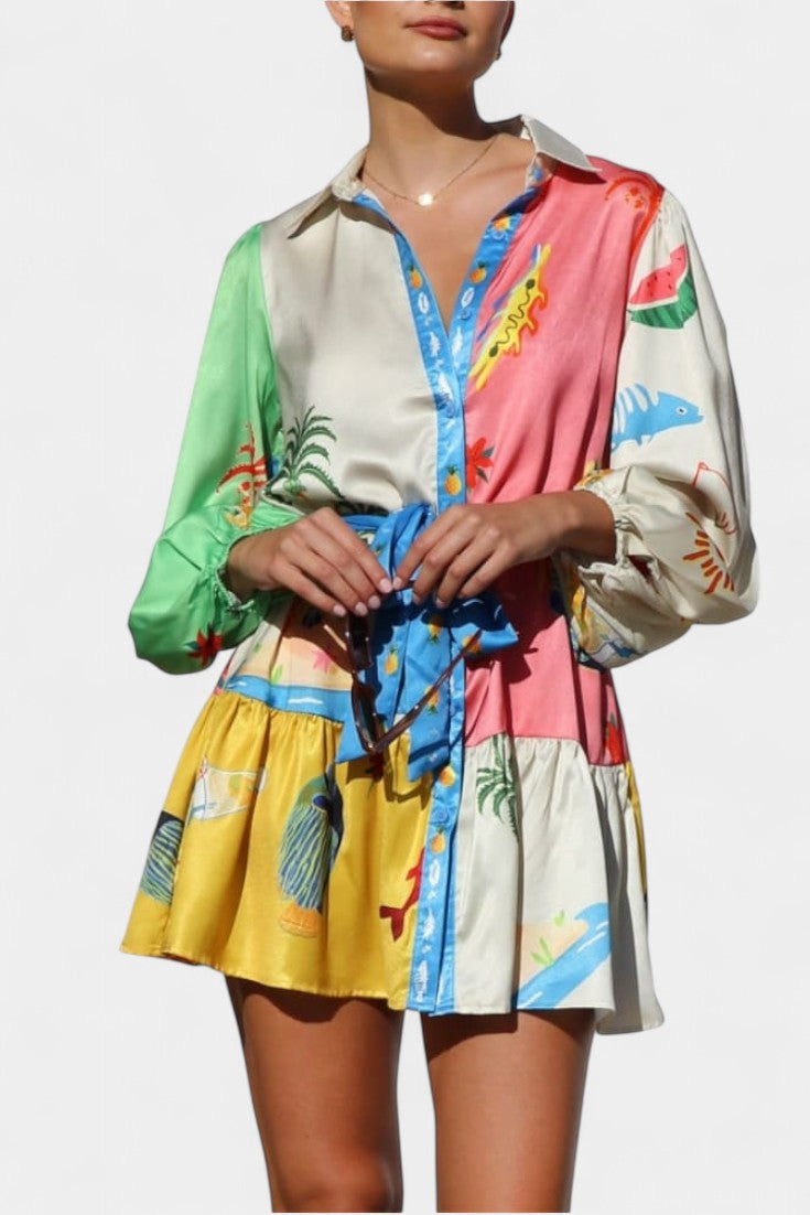 Robe Mini Imprimée Multi-Couleurs Fallon
