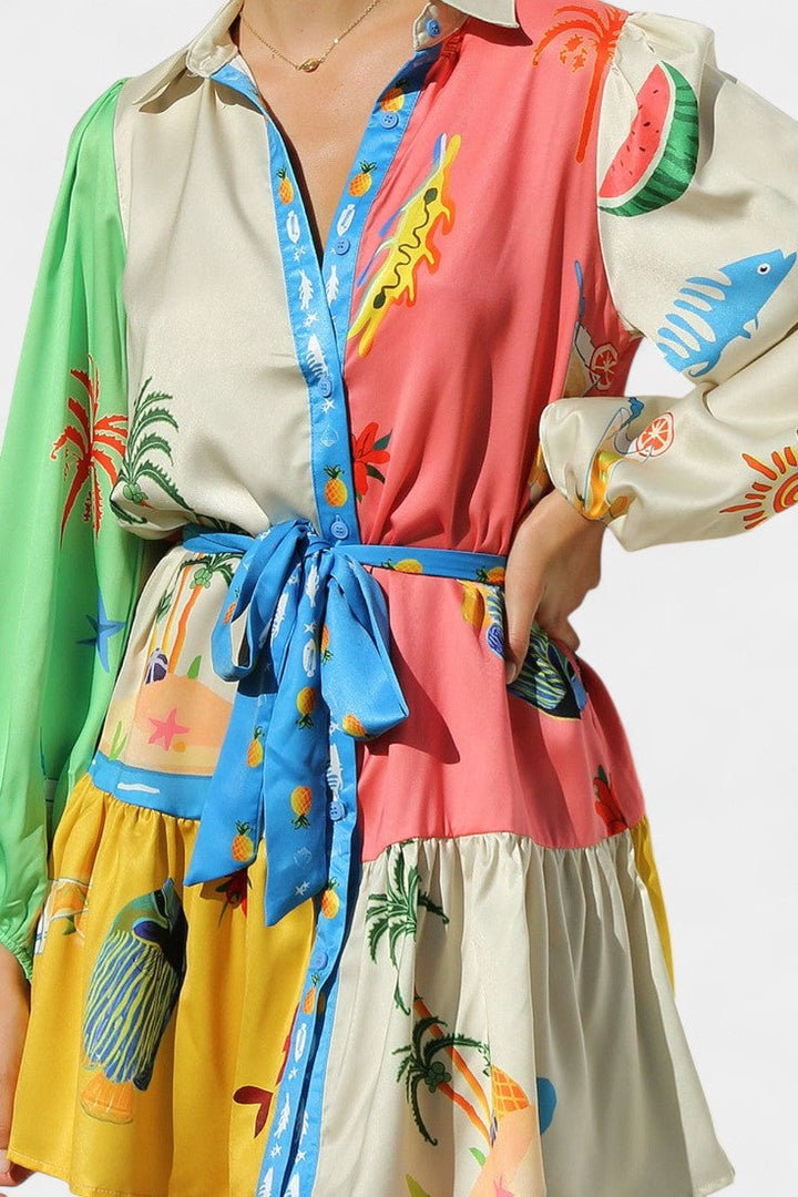 Robe Mini Imprimée Multi-Couleurs Fallon