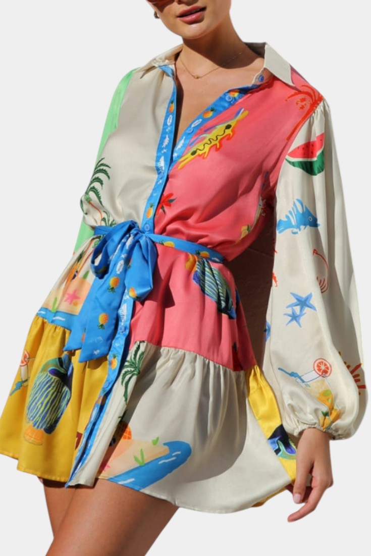 Robe Mini Imprimée Multi-Couleurs Fallon