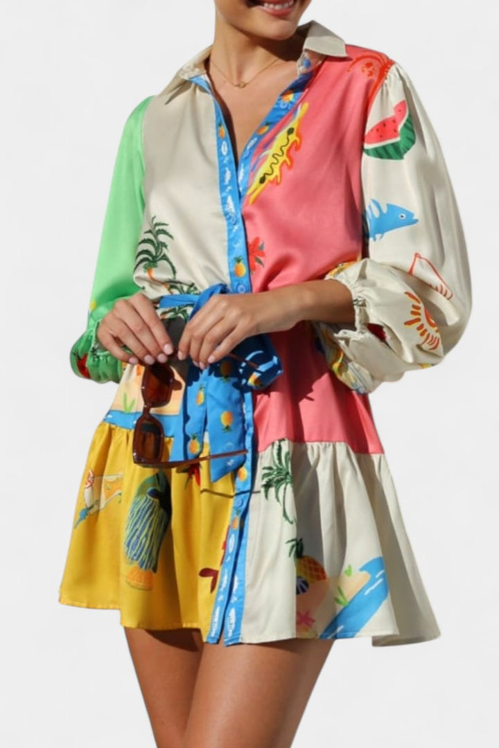 Robe Mini Imprimée Multi-Couleurs Fallon
