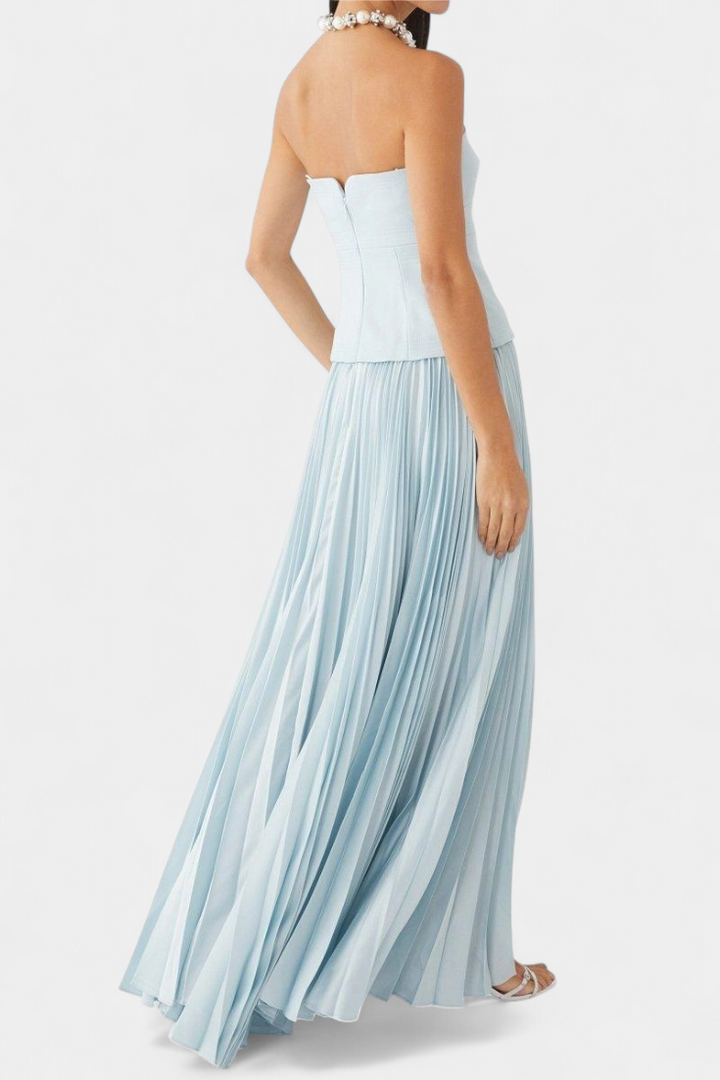 Robe Midi Plissée Clara avec Épaules Dégagées