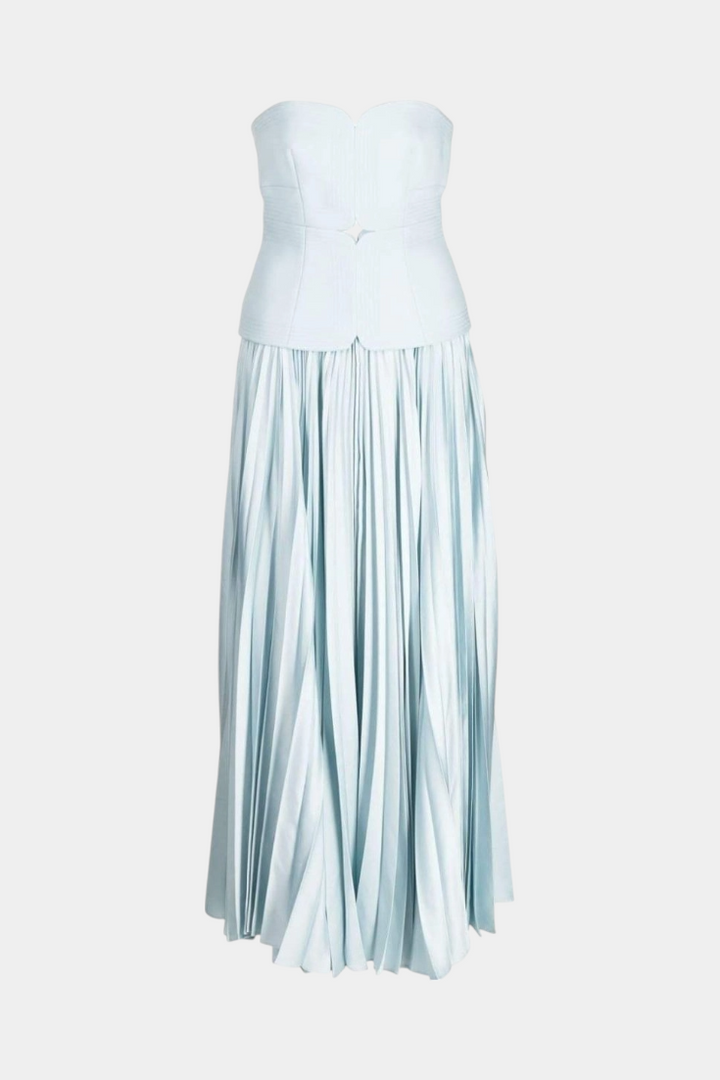 Robe Midi Plissée Clara avec Épaules Dégagées