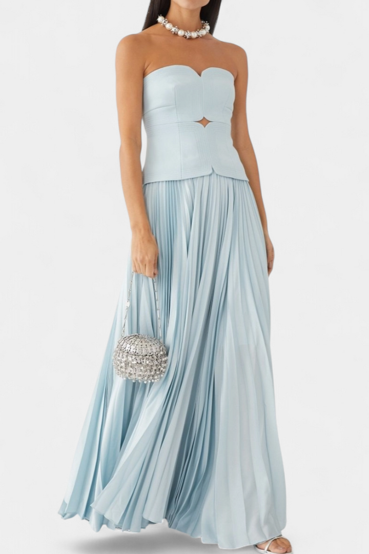 Robe Midi Plissée Clara avec Épaules Dégagées