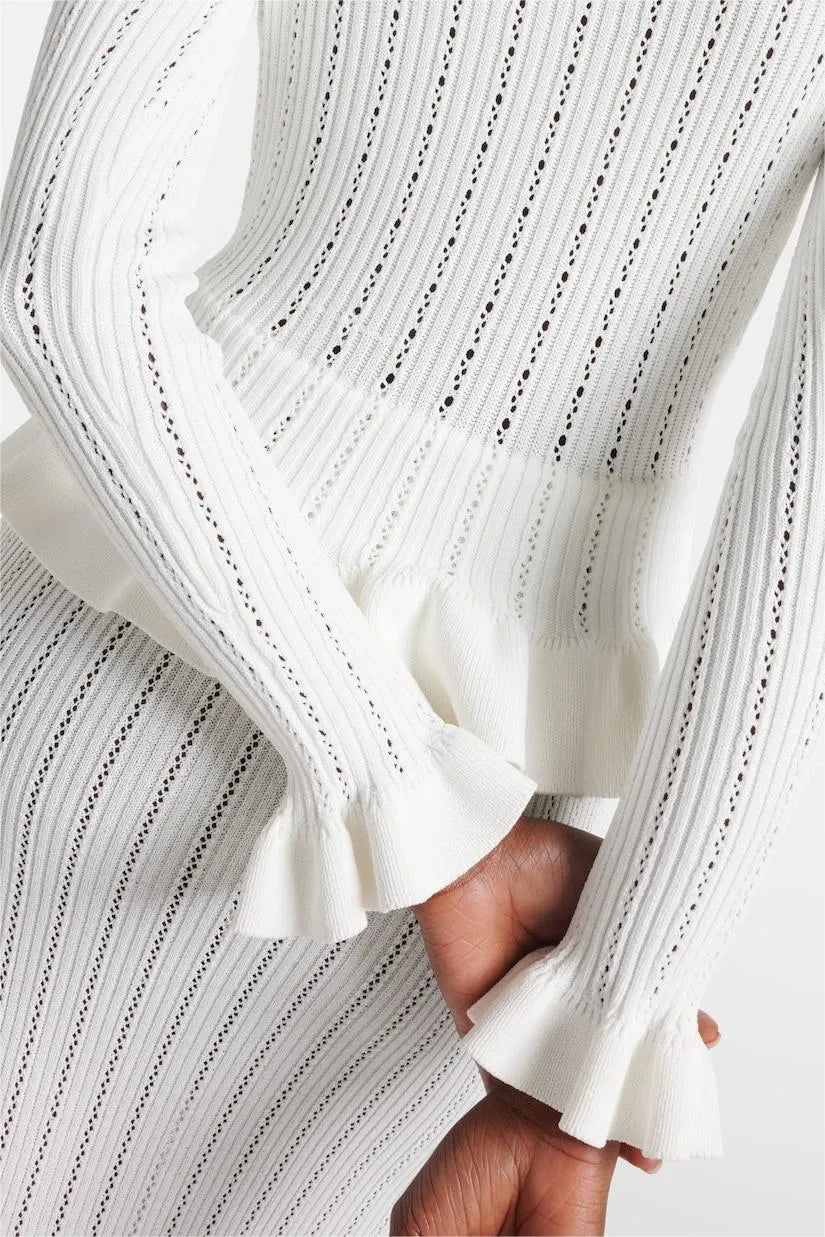 Prudence Ensemble de Robe Midi en Maille Raffinée et Top à Boutons