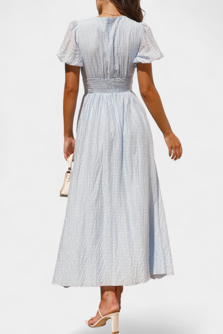 Robe Maxi Mélia avec Décolleté en V et Manches Bouffantes