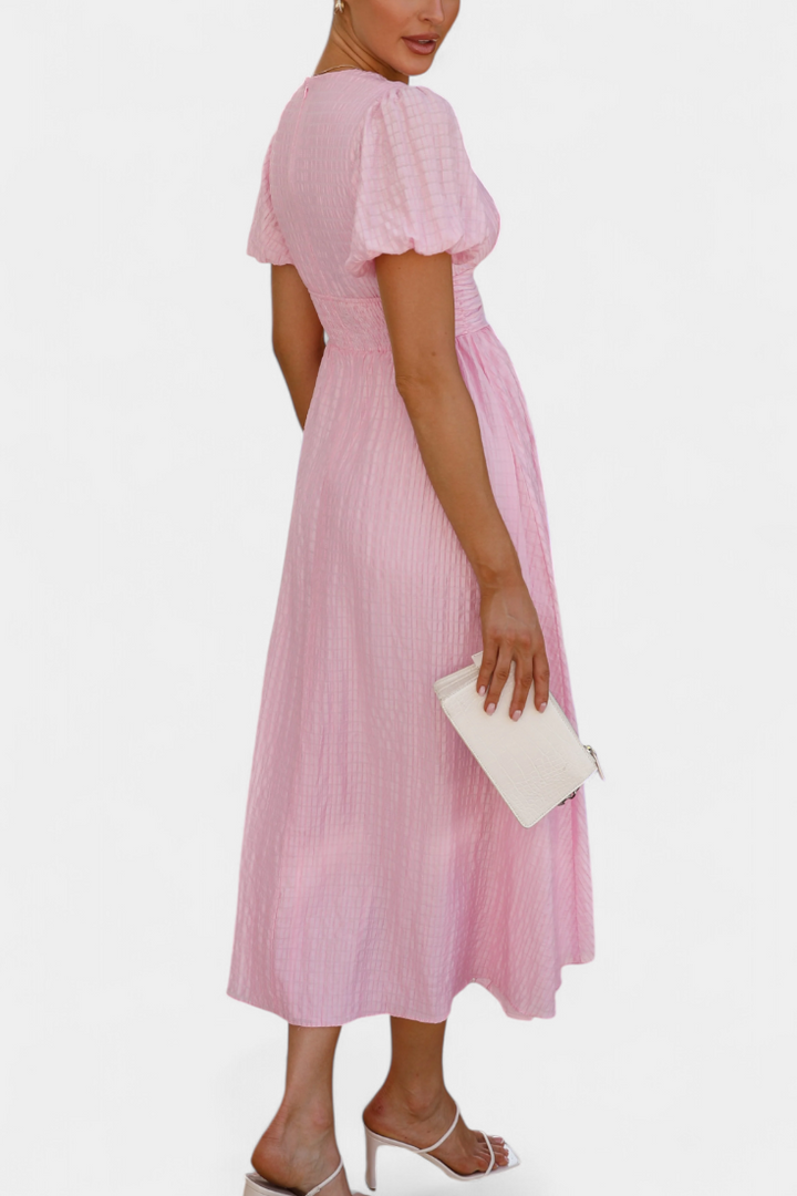Robe Maxi Mélia avec Décolleté en V et Manches Bouffantes