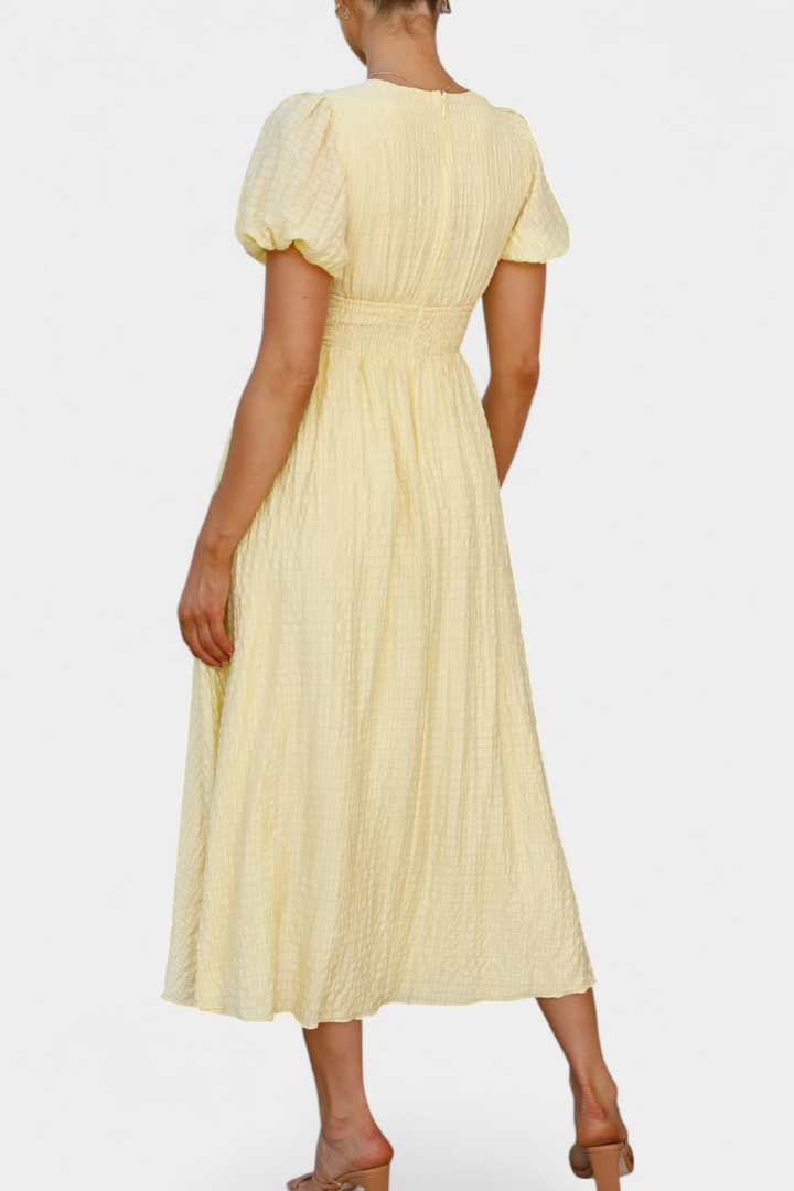 Robe Maxi Mélia avec Décolleté en V et Manches Bouffantes
