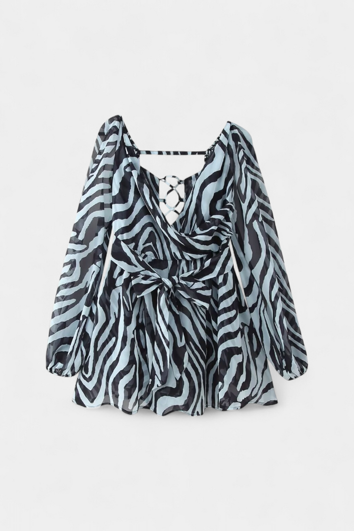 Skylar Robe Mini avec Décolleté en V et Manches Légères