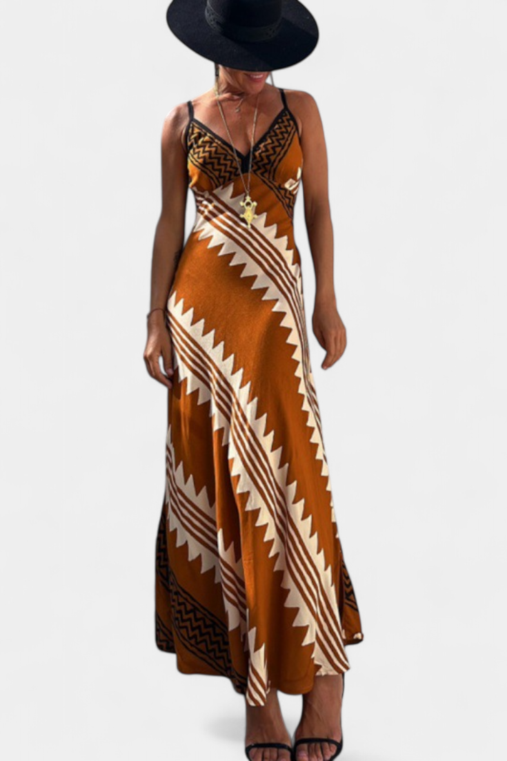 Robe Maxi Bohémienne Dakota avec Motif Géométrique