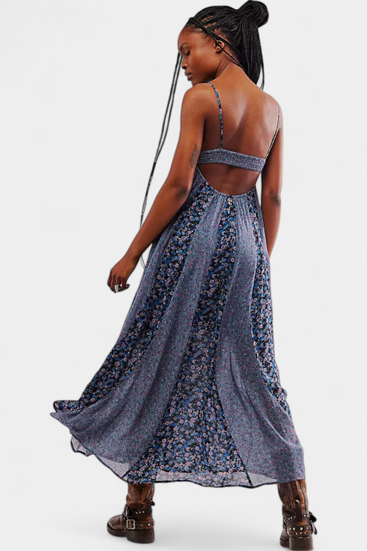 Robe Boho Florale Lexa en Chiffon avec Dos Nu