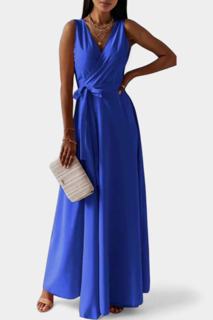 Marla – Robe Longue à Décolleté en V et Silhouette Fluide