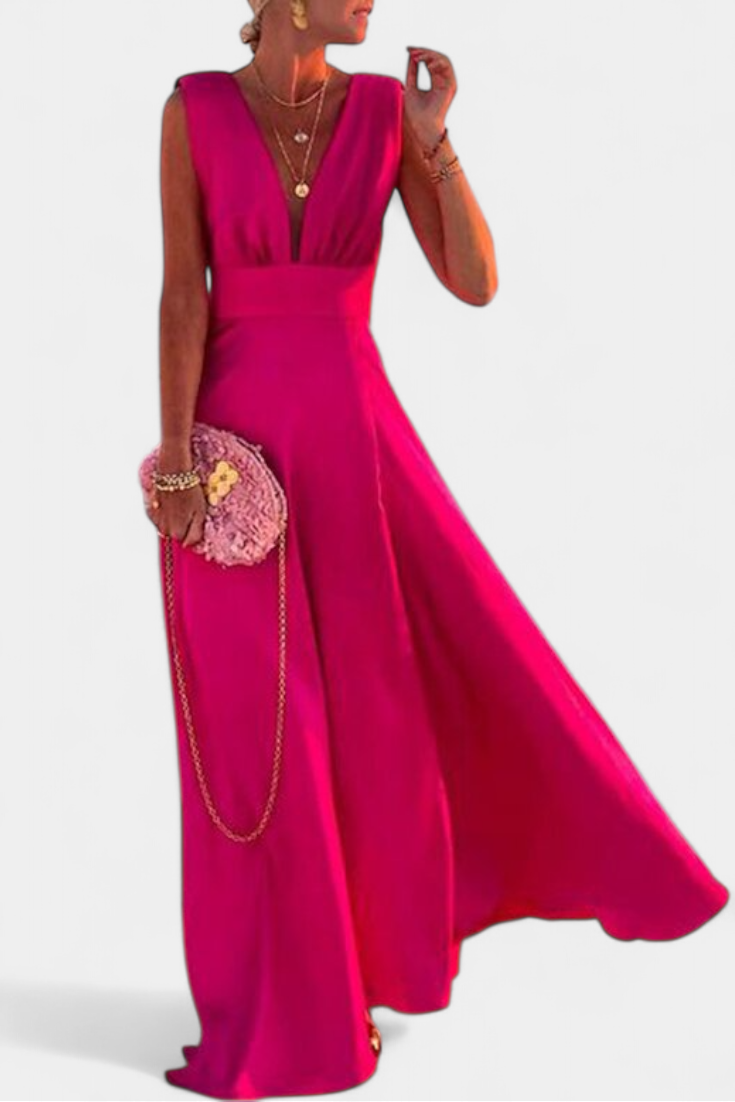 Robe Salma A Ligne avec Imprimé Minimaliste et Col en V