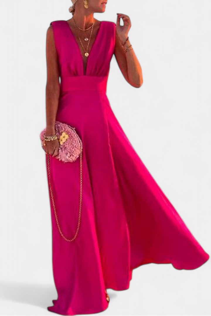 Robe Salma A Ligne avec Imprimé Minimaliste et Col en V