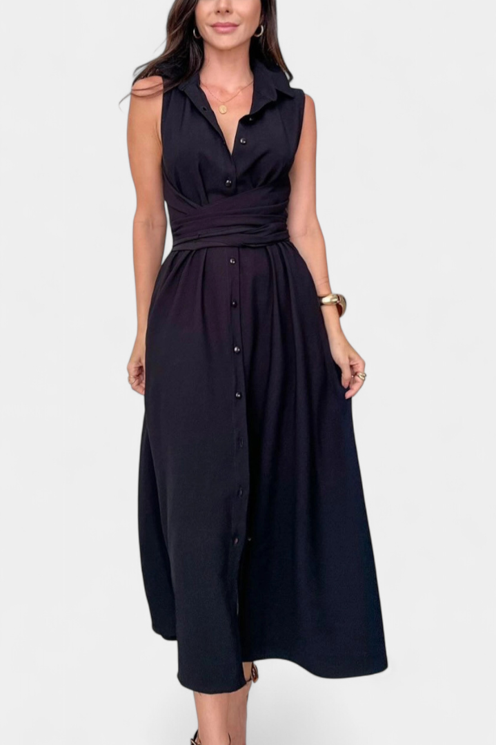 Robe Chemise Meryl avec Boutons et Nœud Ajustable