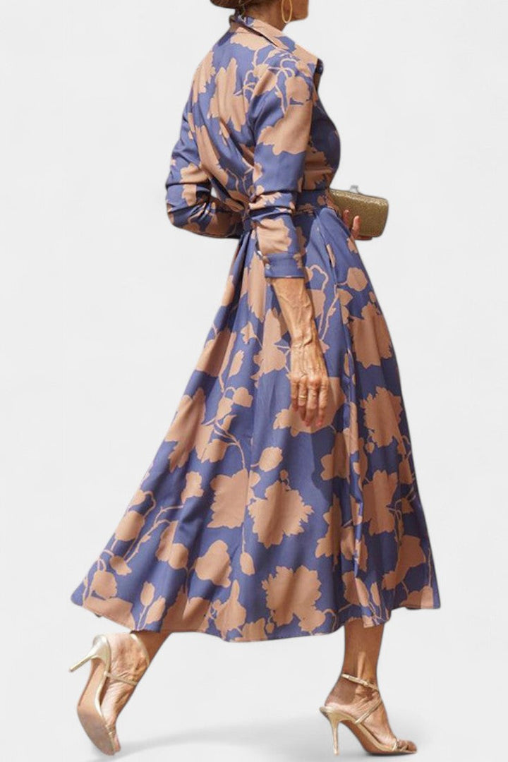 Robe Midi Samaria à Boutons avec Col Floral