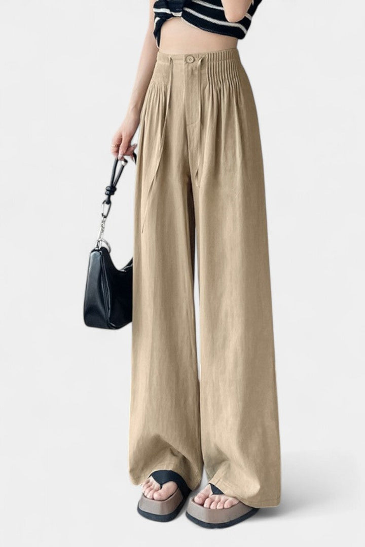 Ilyana Pantalons Taille Haute et Jambe Large