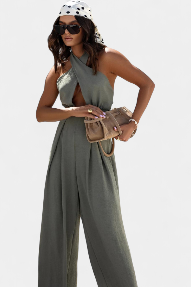 Jessica Mono Halter Croisé sans Dos et Jambes Larges