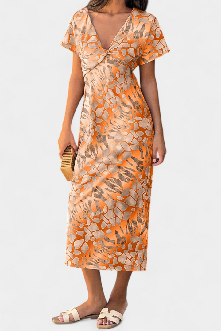 Robe Triana avec Imprimé Abstrait et Décolleté en V