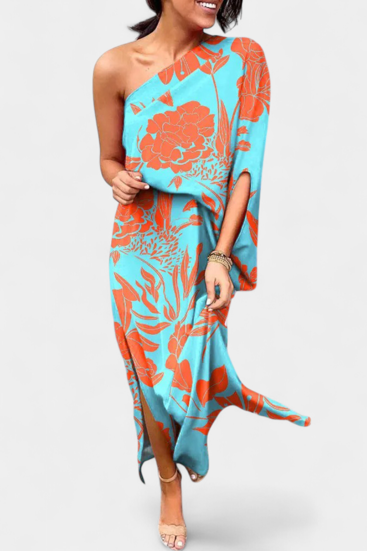 Robe Carlena à Épaule Dénudée avec Imprimé Romantique