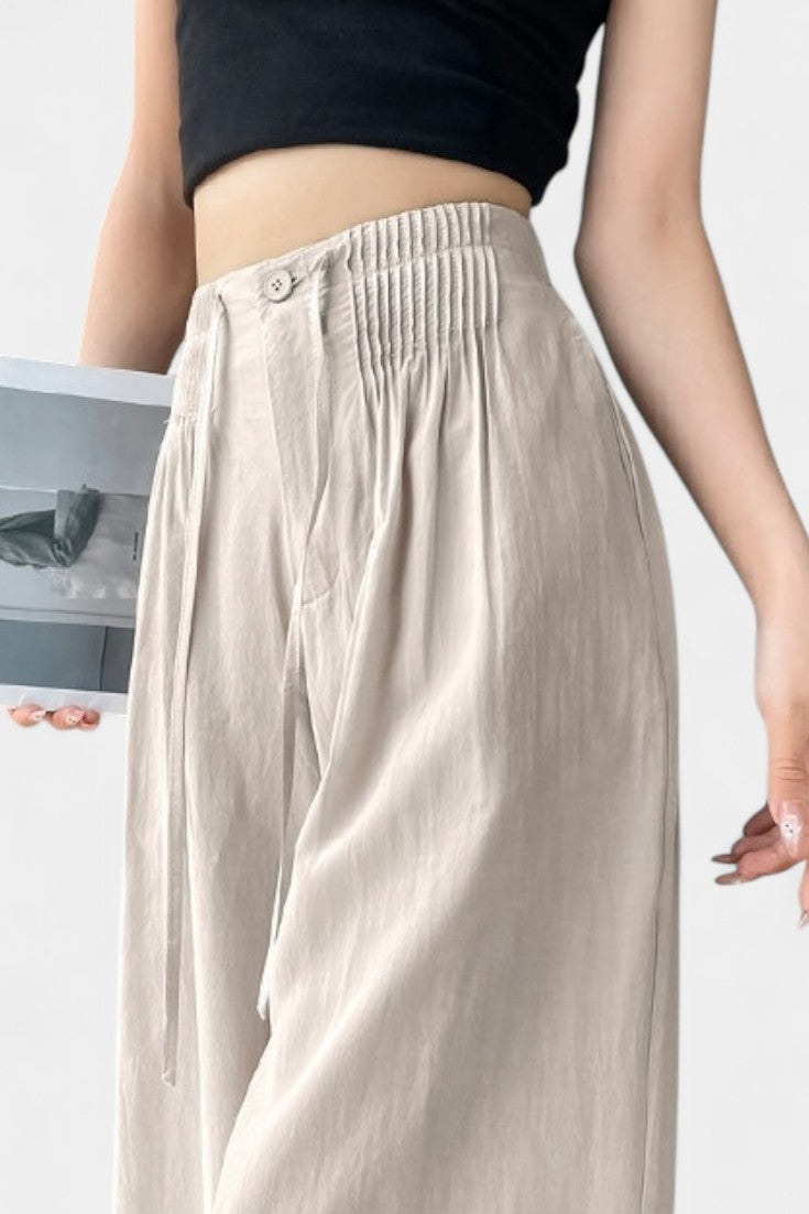 Ilyana Pantalons Taille Haute et Jambe Large