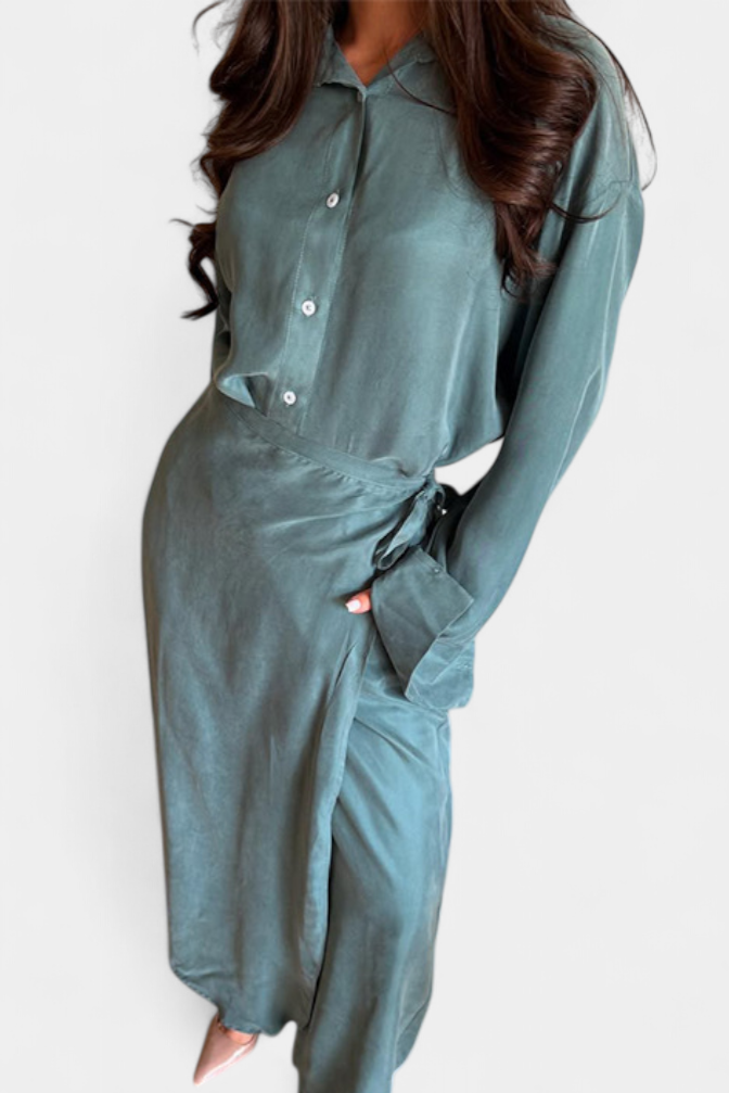 Marisol Ensemble Décontracté de Chemise Ample et Pantalon Jupe