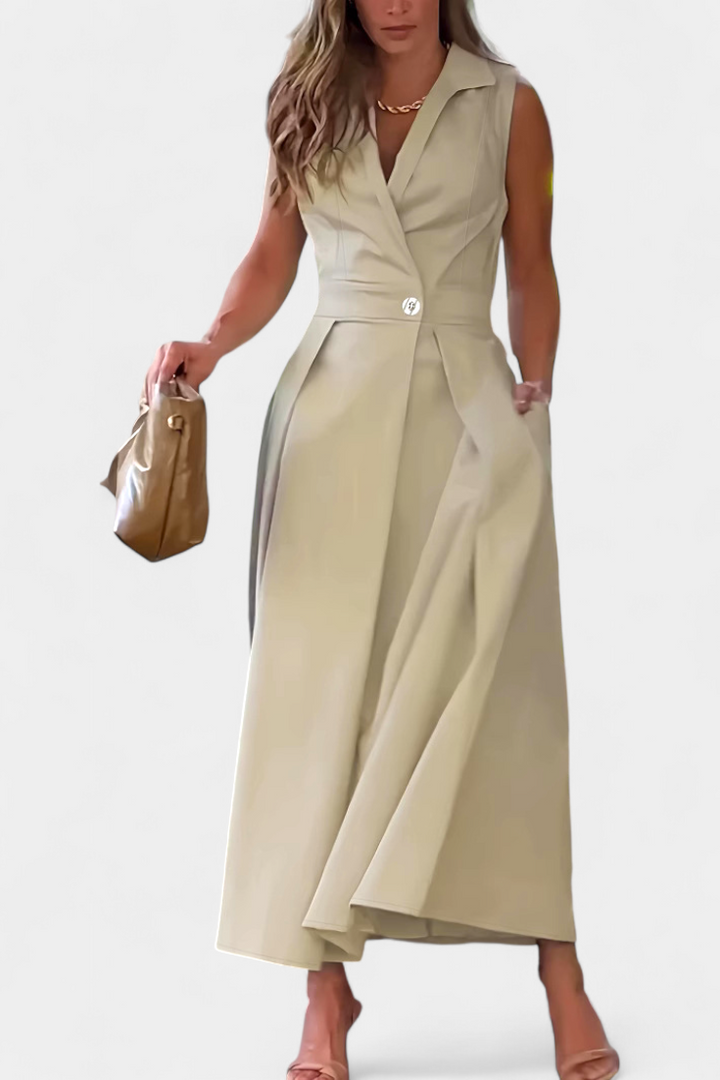 Veste Robe Beverly Sans Manches avec Coupe A et Boutons